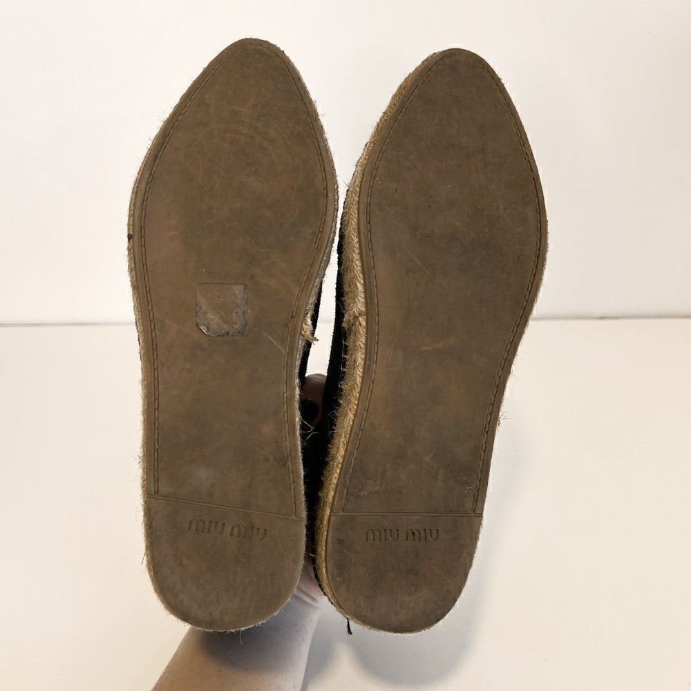 Miu Miu Blue Suede Lace Up Espadrille Platform Creeper Sneakers - Picture 6 of 9